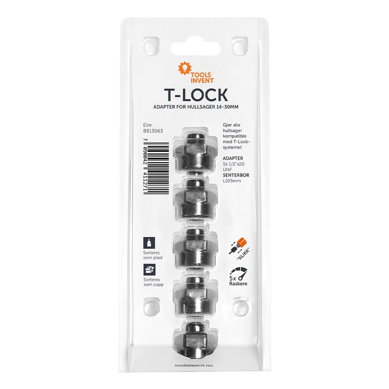 T-LOCK - Adapter 5-pack - 32-305mm hullsager