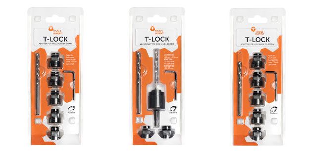 T-LOCK system for hurtigbytte av hullsag fra Toolsinvent